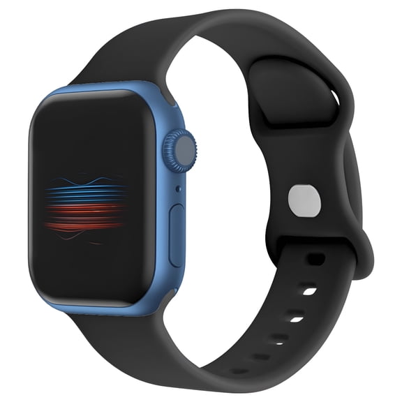 Silicone Watch Band for Apple Watch 42mm 44mm 45mm 49mm – Waterproof Replacement Wristband Compatible with iWatch Ultra/Ultra 2 & Series 9 8 7 6 5 4 3 2 1 SE – Black by MMOBIEL