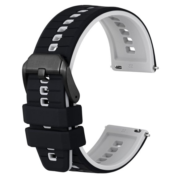 Silicone Watch Bands,20mm Quick Release Rubber Watch Strap for Men Women,Black&Gray with Black Buckle