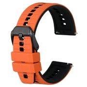 Silicone Watch Bands,22mm Quick Release Rubber Watch Strap for Men Women,Orange&Black with Black Buckle
