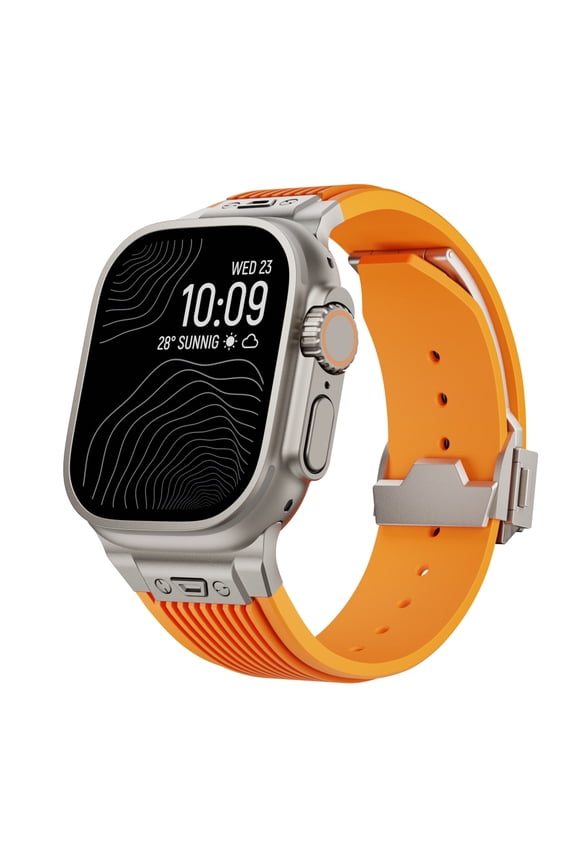 Silicone Watch Bands with Studs Compatible with Apple Watch 42 44 45 49mm for Men Women, Sport Waterproof Straps Decorative Charms for iWatch Ultra Series 8 7 6 5 4 3 2 1 SE, Orange