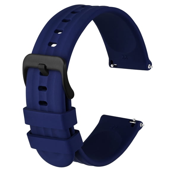Silicone Watch Straps 19mm Quick Release Rubber Replacement Bands for Men Women - Extra Long, Blue with Black Buckle