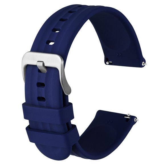 Silicone Watch Straps 19mm Quick Release Rubber Replacement Bands for Men Women - Extra Long, Blue with Silver Buckle