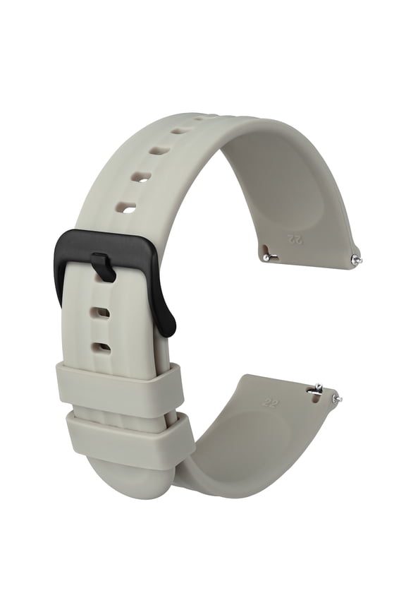 Silicone Watch Straps Quick Release Rubber Replacement Bands for Men Women - Extra Long, Beige with Black Buckle