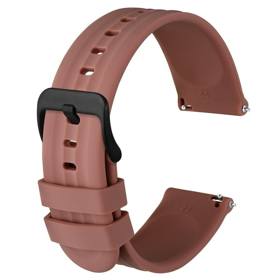 Silicone Watch Straps 20mm Quick Release Rubber Replacement Bands for Men Women - Extra Long, Rosy Brown with Black Buckle