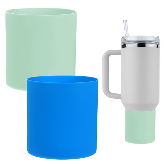 Silicone Water Bottle Boot [2PCS] - Anti-Slip Protective Sleeve Use for Protecting Water Bottles from Scratches - [Light Green & Blue - 3.2 IN]