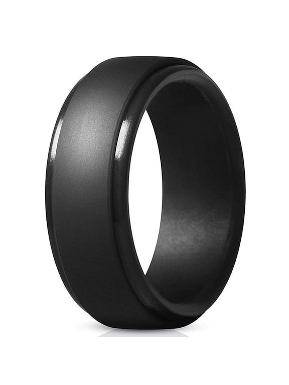 Silicone Wedding Ring Band Men Woman Black Flexible Rubber Gym Plastic Temporary