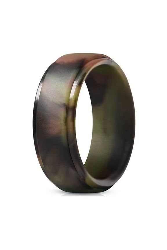 Silicone Wedding Ring Band Men Woman Black Temporary Rubber Flex Gym Camouflage