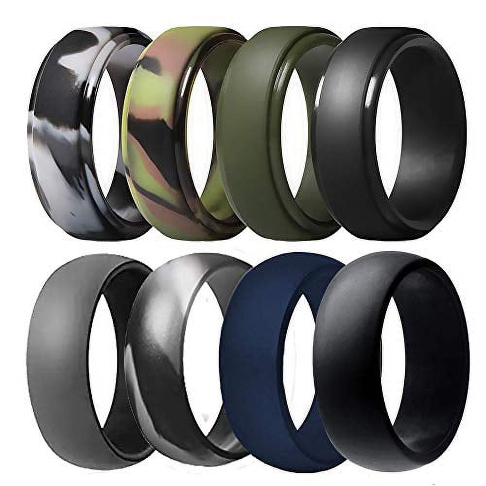 Silicone Wedding Ring for Men, Breathable Rubber Wedding Bands for