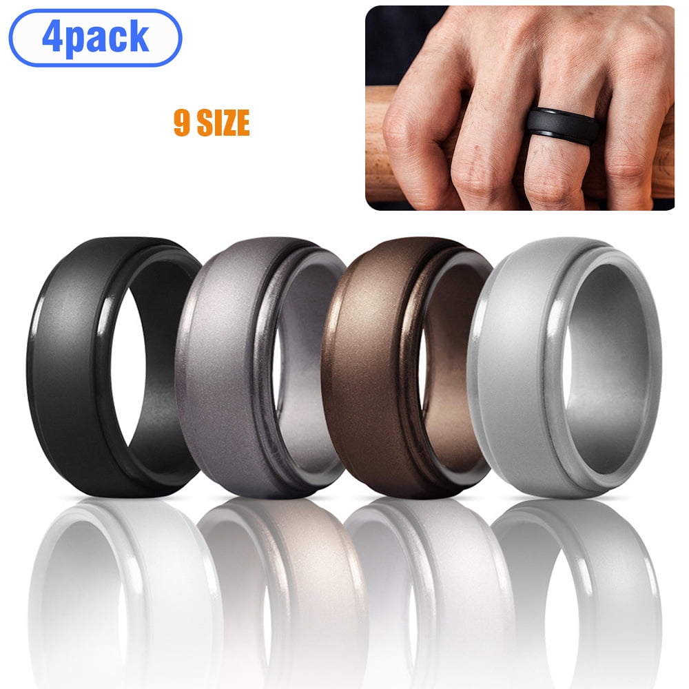 Silicone Wedding Ring for Men, Breathable Mens' Rubber Wedding Bands