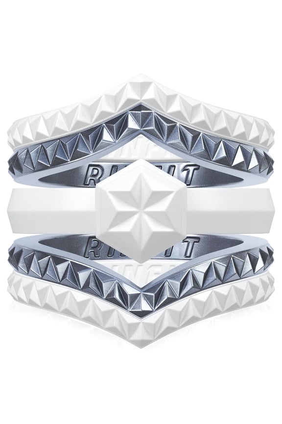 Silicone Wedding Rings For Women by Rinfit -Female Wedding Bands - Couture 5 Stackable Rings Set