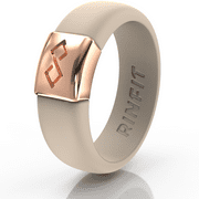 Silicone Wedding Rings for Women by Rinfit - Metal Infinity - Nude with Light Rode-Gold Icon - Designed Silicon Rubber Wedding Bands. Comfortable & Durable Wedding Band Replacement - Size 6