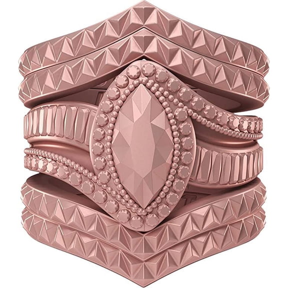 Silicone Wedding Rings for Women by Rinfit - Female Wedding Bands - Diamond Marquise & 4 Stackable Rings