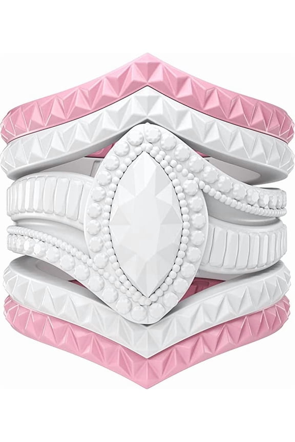 Silicone Wedding Rings for Women by Rinfit - Female Wedding Bands - Diamond Marquise & 4 Stackable Rings