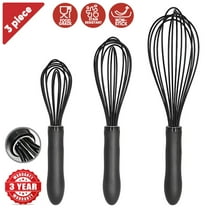 Silicone Whisk, Heat Resistant Kitchen Wire Whisk, Non stick Cookware, Mixing, Balloon Egg Beater, 3 Sizes, for Blending, Whisking, Beating, Frothing, Stirring (3 Pack Set)