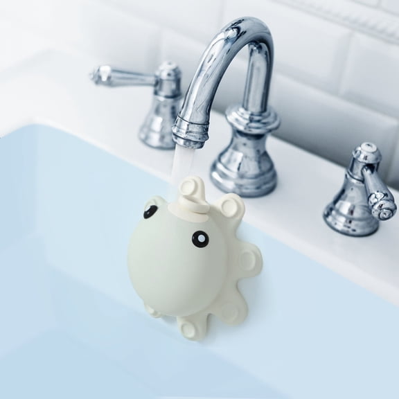 Silicone White Octopus Shaped Bathtub Overflow Drain Cover - With Suction Cup Sealing, Anti-Overflow, Bathroom Shower Accessory - For Home Bathtub, Bathroom Use, Prevent Overflow
