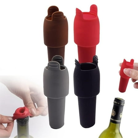 Silicone Wine Stopper with Handle - Reusable Bottle Caps for Fresh Champagne & Wine