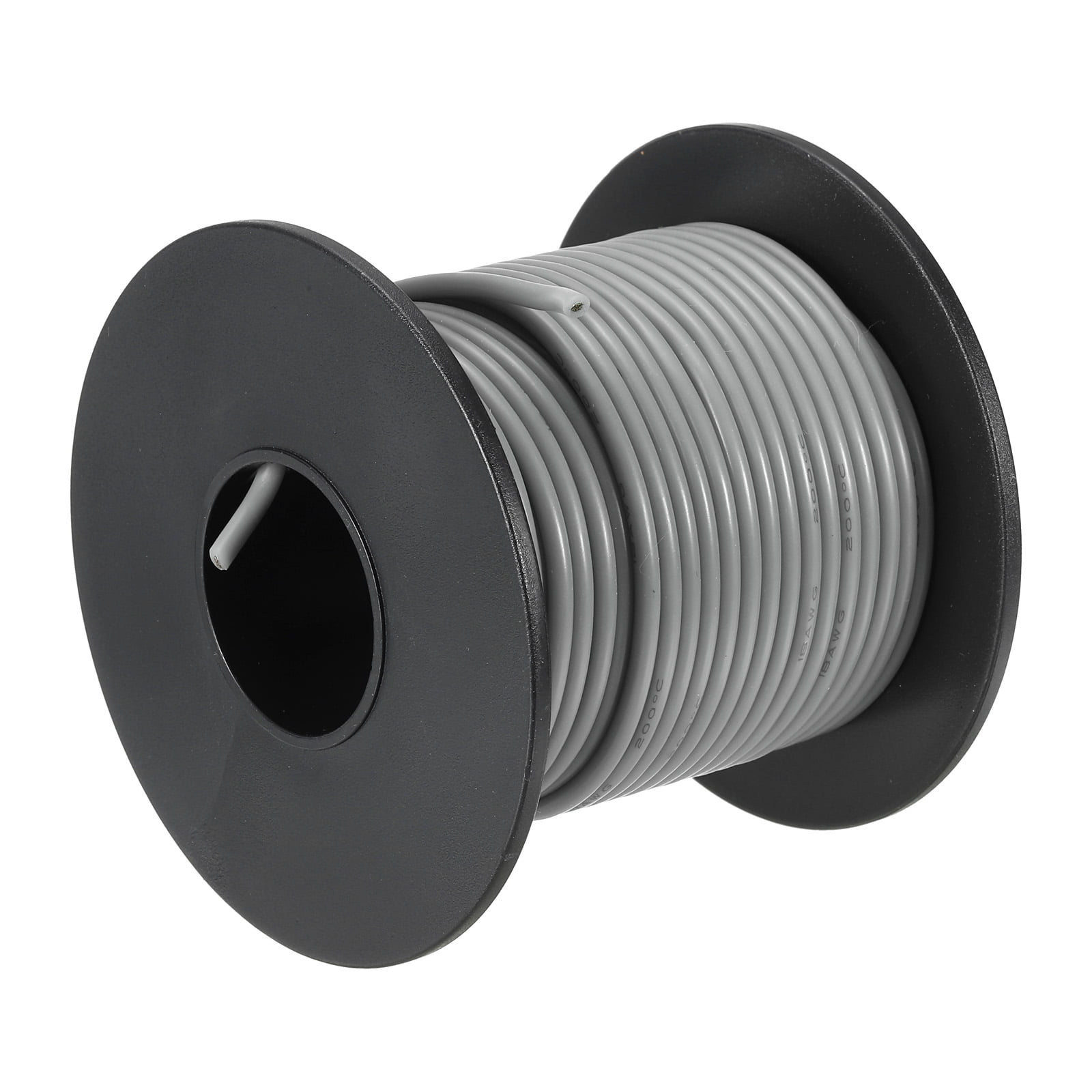 Silicone Wire 18AWG 18 Gauge Flexible Tinned Copper Standard High-Temperature Hookup Wire Grey 15m/49.2ft