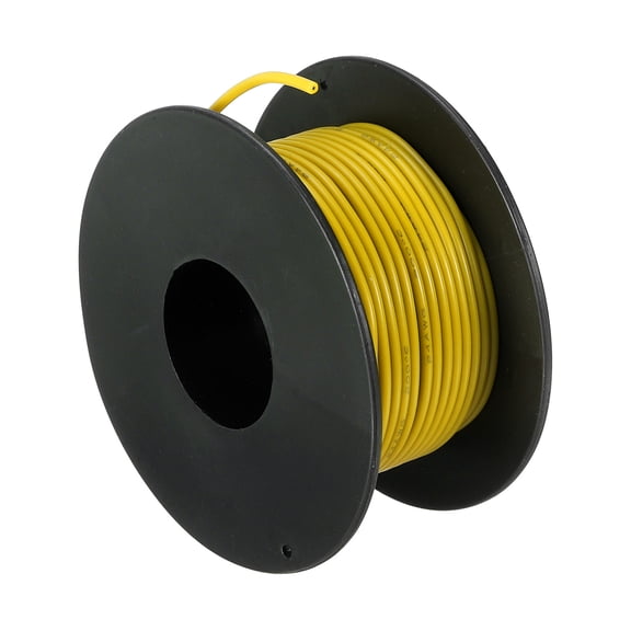 Silicone Wire 24AWG 24 Gauge Flexible Tinned Copper Standard High-Temperature Hookup Wire Yellow 15m/49.2ft