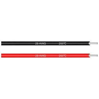 28 Gauge Silicone Wire 28AWG Stranded Wire Tinned Copper Wire High Temp  Wire Black/Red 3.0m/10ft 2pcs
