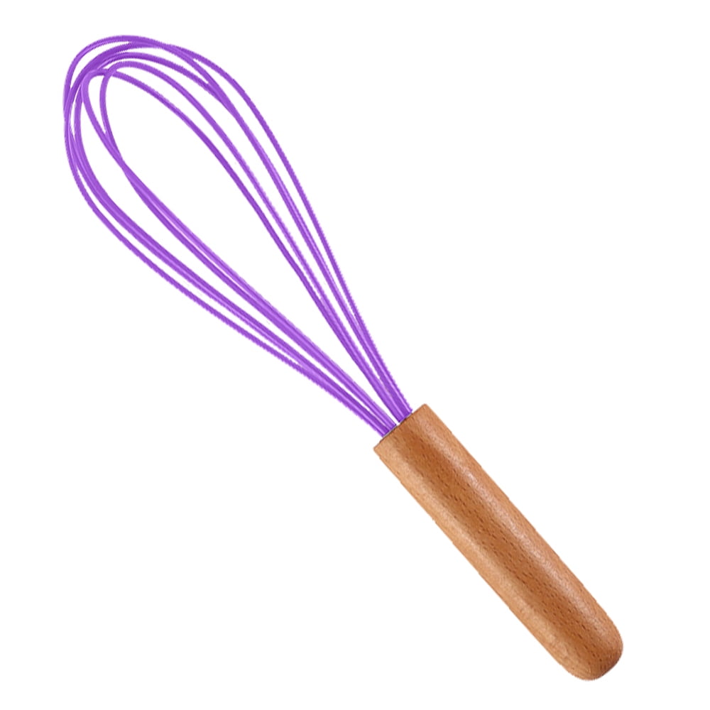 Silicone Wire Beater Stainless steel hand-held manual wooden handle egg ...