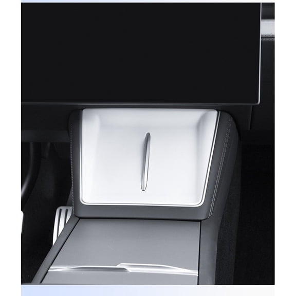 Silicone Wireless Charging Pad for Tesla Model Y Center Console, Non-Slip Dustproof Mat, Full Coverage Easy Install, Black White(White)