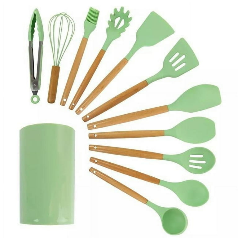 Mint Green Silicone and Wood Cooking Utensils (Set of 12) Mint Green Silicone and Wood Cooking Utensils (Set of 12)