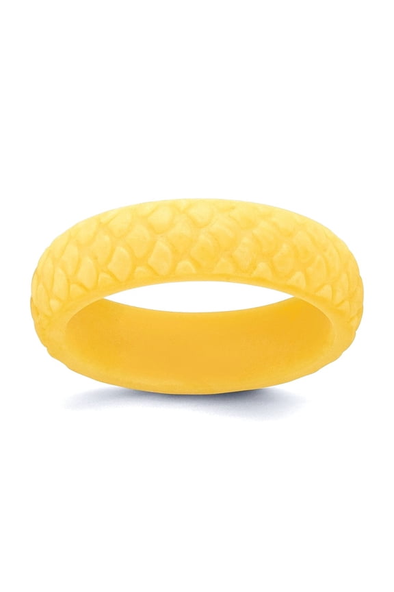 Silicone Yellow Mermaid Pattern 5.7mm Band Size 9 Ring for Women and Men
