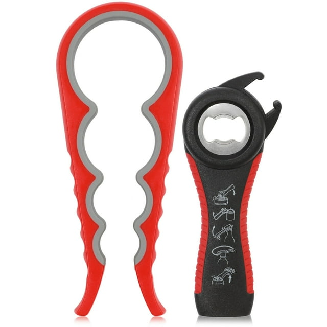 Silicone/Metal 5in1 Manual Bottle Opener, Easy Grip for Home, Camping