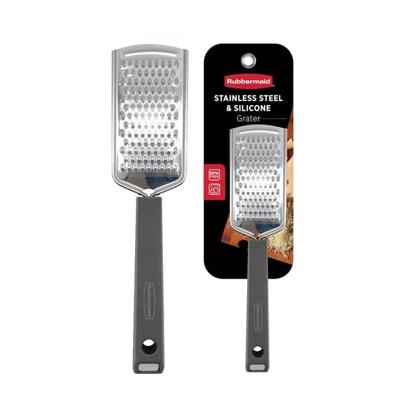 Rubbermaid Stainless Steel Cheese Grater with BPA-Free Silicone Handle, Charcoal