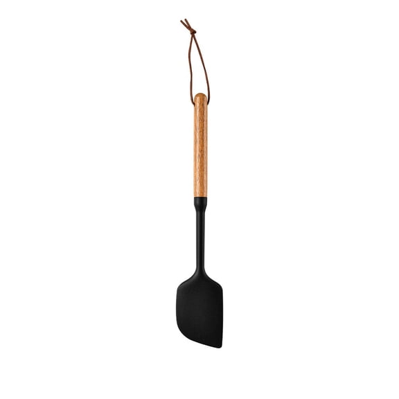 Silicone and Wooden Kitchen Utensil Set, Heat-Resistant Spatula, Ladle, and Spoon for Non-Stick Cookware - Ergonomic Handles and Hanging Loop