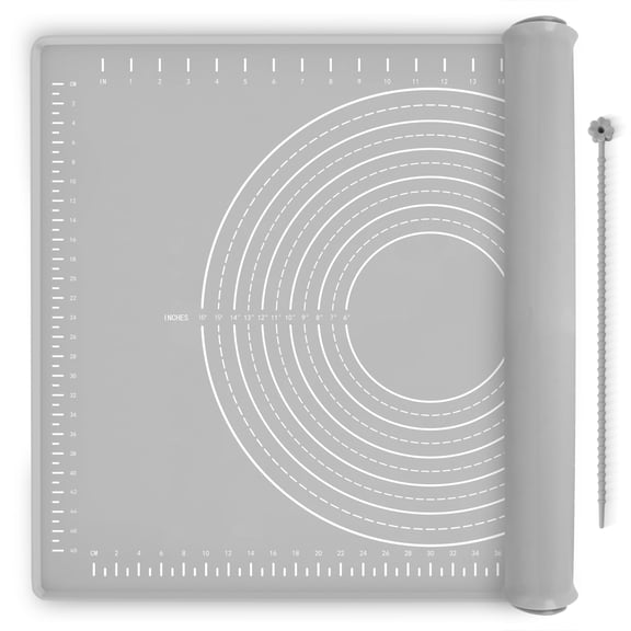 Silicone baking pad 24 "x 16", extra-thick dough rolling pad with size and increased edges, non-stick food grade silicone pastry pad for pastries, bread, biscuits, pizza, fudge, pasta