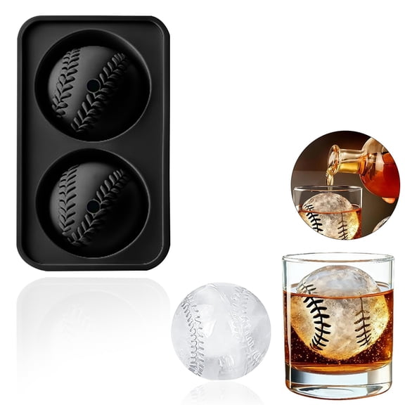 Silicone baseball shaped ice mold with funnel large tray easy release