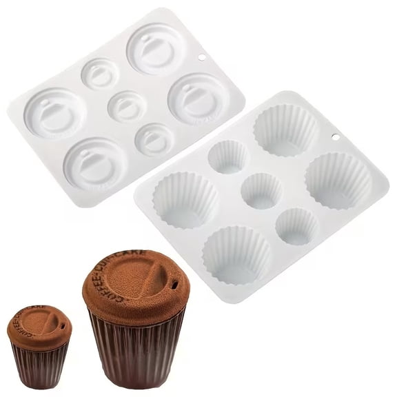 Silicone cake mold 2-piece set | Striped coffee mug shape | Mousse chocolate cake baking tools | Party dessert making tools | Kitchen baking supplies