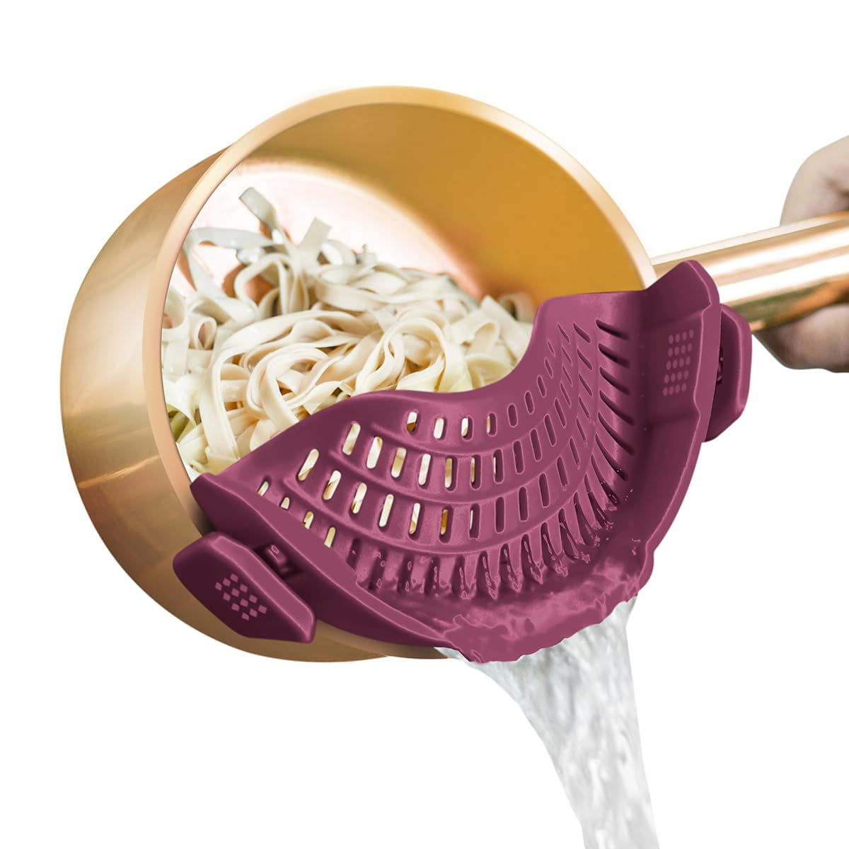 Silicone clip-on strainer, suitable for all cookware, clip-on drainer ...