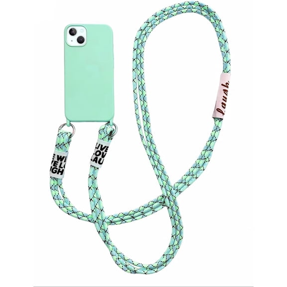 Silicone iPhone Case with Phone Lanyard, Long Crossbody Strap, Universal Lanyard Neck Strap Protective Case Cover (Lake Blue, iPhone 13 Pro)