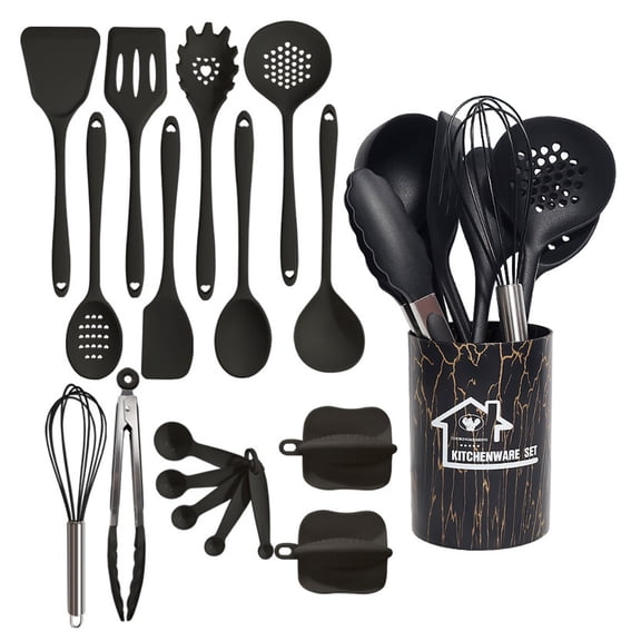 Silicone kitchen utensil Set, Heat resistant kitchen utensil Set, non-stick kitchen utensil Cooking and baking-black
