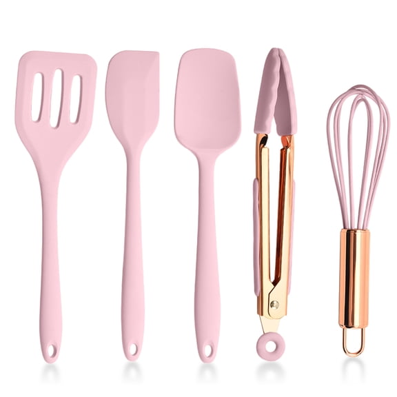 Silicone kitchenware set Integrated silicone spatula spatula Food clip egg beater Baking tools - pink