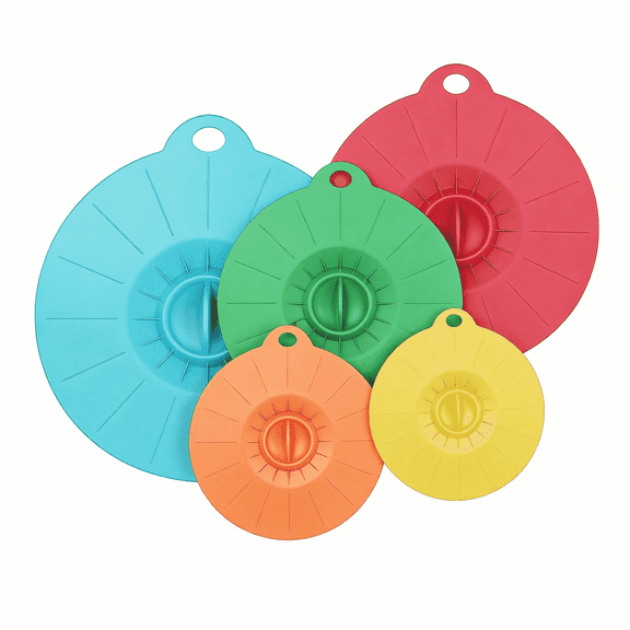 MYMULIKE 5 Pack Silicone Lids for Bowls, 5 Sizes 4-12 inch Reusable Airtight Food Silicone Covers, Kitchen Storage Accessories
