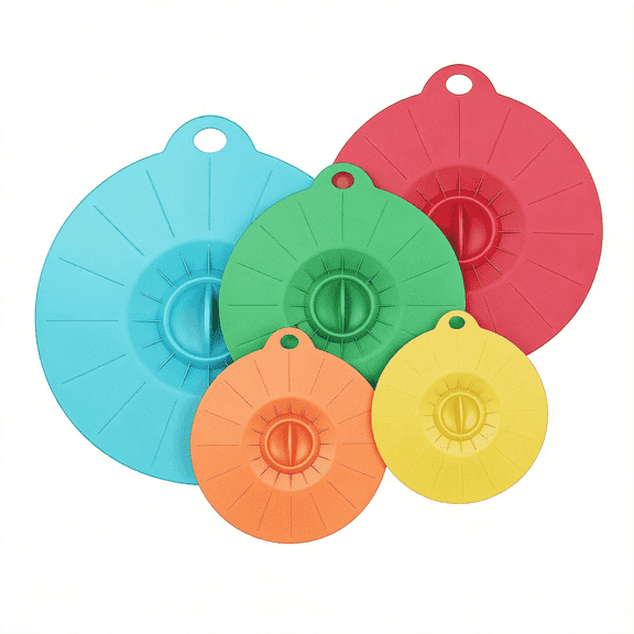 5-Pack Universal Silicone Lids | Reusable Heat Resistant Food Covers | Seal Pots, Pans, Bowls & More | Microwave, Oven & Dishwasher Safe