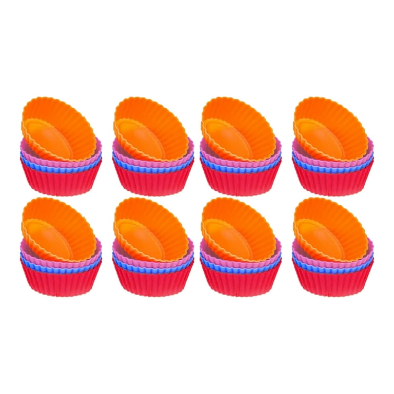 Silicone lunch box divider, silicone cupcake liner, silicone muffin cup -  Red, blue, orange, pink 