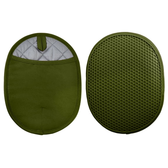 Silicone pot holder Set: Heat resistant oven heat pad with pocket non-slip grip Large pot holder for kitchen baking cookinggreen