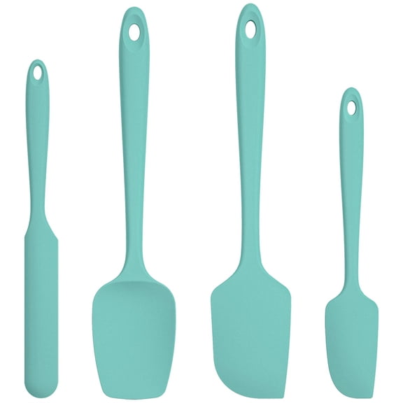 Silicone scraper set of 4 pieces  Silicone Spatula Set with 600 Degrees Fahrenheit Heat Resistant (Teal/Aqua Sky)