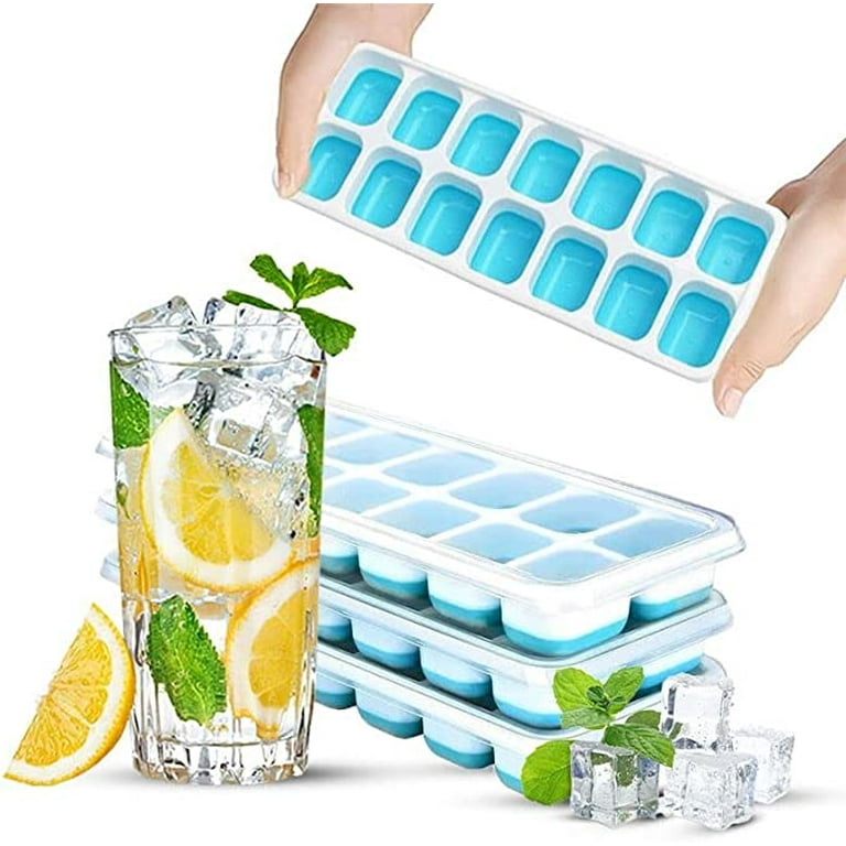Select4U Ice Cube Tray with Lids BPA Free, 4 Pack - 56 Ice Flexible Easy  Release Silicone Ice Tray for Freezer Stackable No Spill Ice Tray  Dishwasher