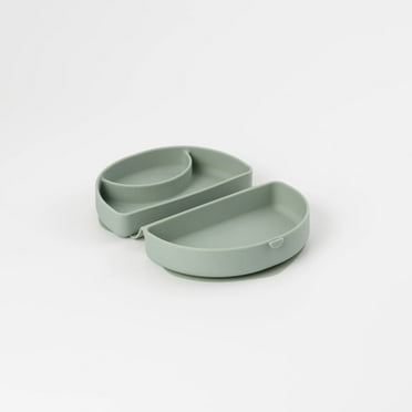 Silicone Travel Portable Children's Plate Suction Bottom-Sage Green