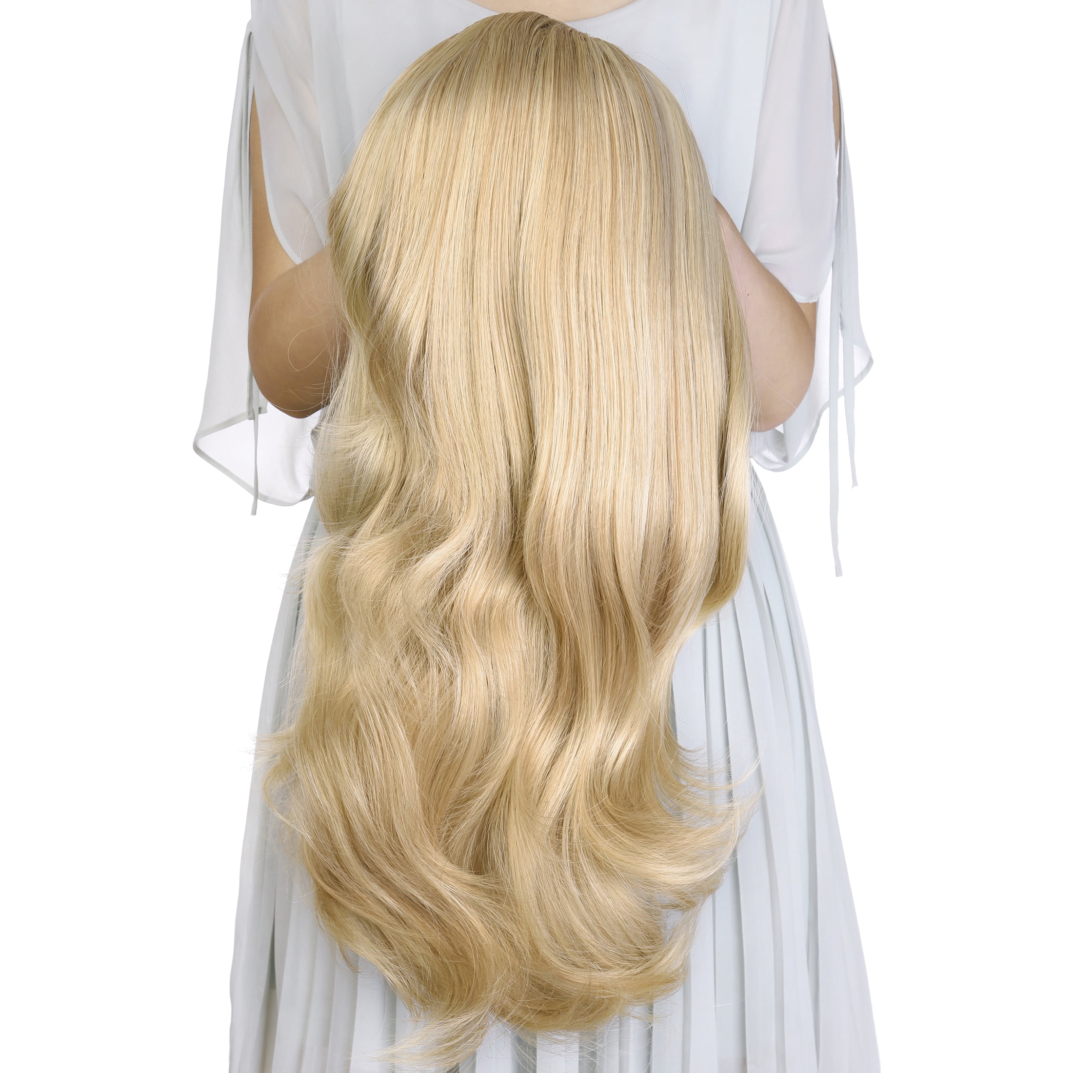 Silike 24" Long Wavy Clip in Half Head Tied Wig Premium Japanese Synthetic Fibers Hair Extensions for Women, 210g, Natural Looking Voluminous Waves for Added Length & Thickness, Heat Resistant