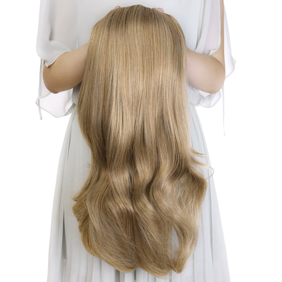 Silike 24" Long Wavy Clip in Half Head Tied Wig Premium Japanese Synthetic Fibers Hair Extensions for Women, 210g, Natural Looking Voluminous Waves for Added Length & Thickness, Heat Resistant