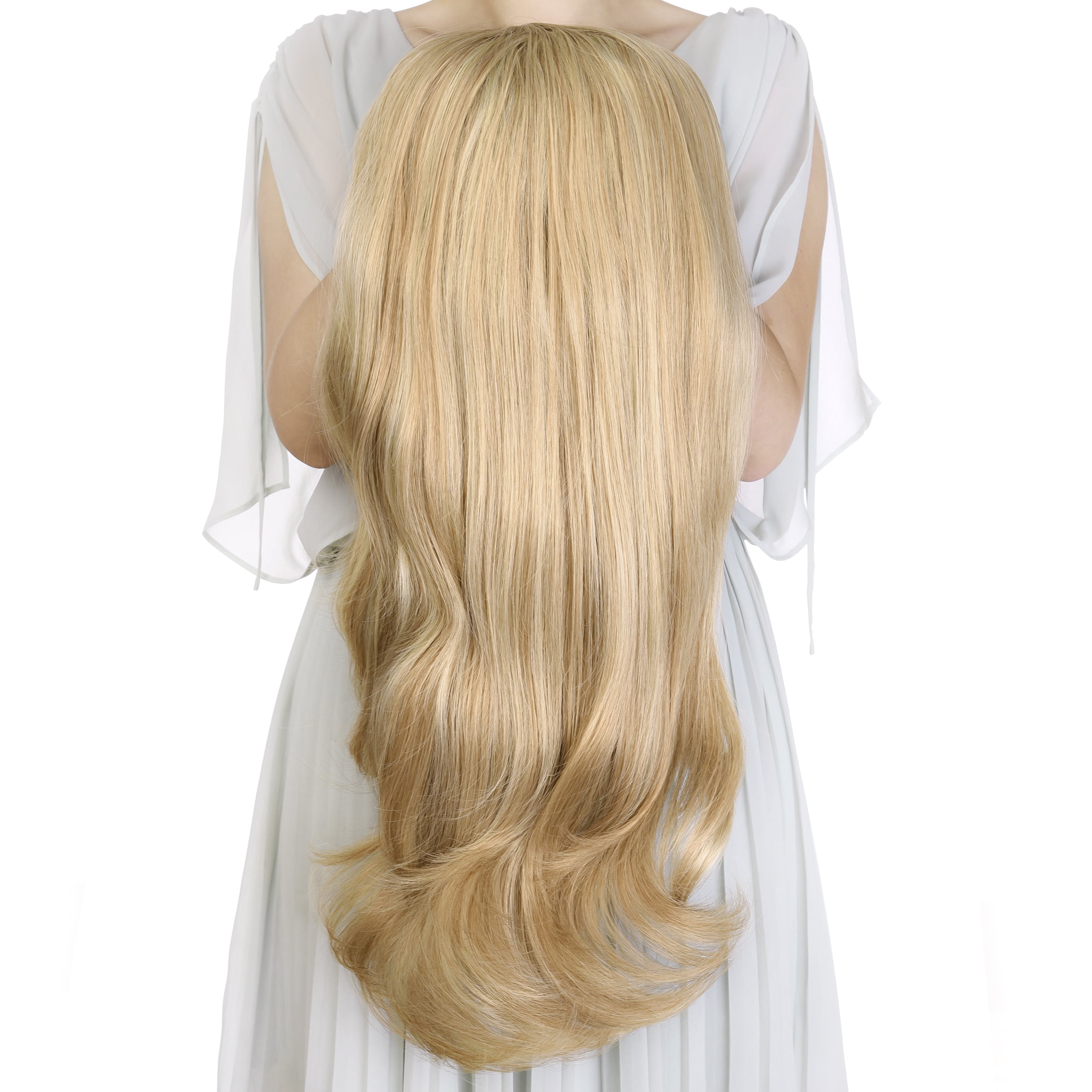 Silike 24" Long Wavy Clip in Half Head Tied Wig Premium Japanese Synthetic Fibers Hair Extensions for Women, 210g, Natural Looking Voluminous Waves for Added Length & Thickness, Heat Resistant