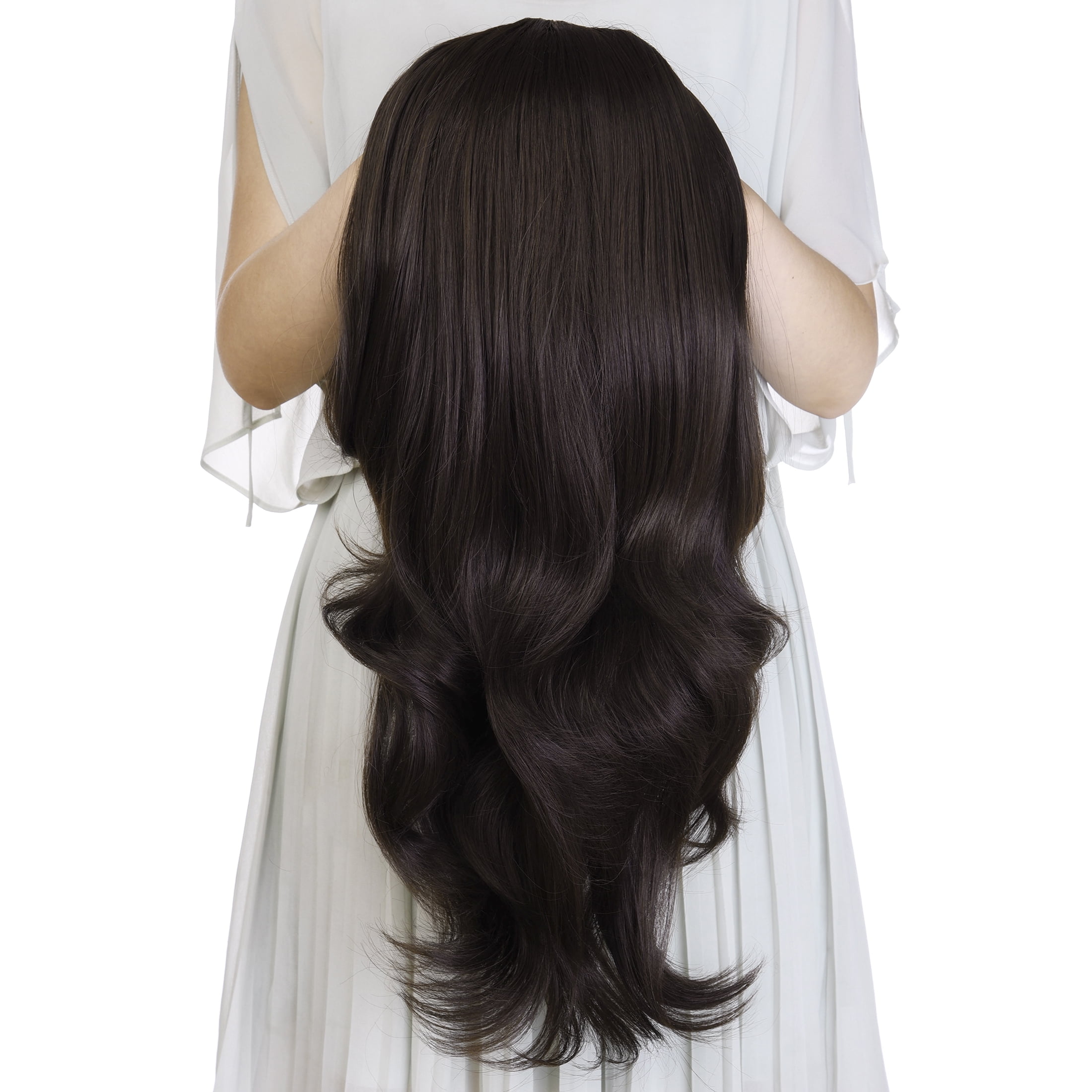 Silike 24" Long Wavy Clip in Half Head Tied Wig Premium Japanese Synthetic Fibers Hair Extensions for Women, 210g, Natural Looking Voluminous Waves for Added Length & Thickness, Heat Resistant