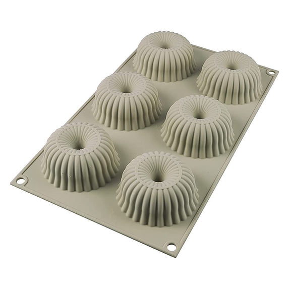Silikomart Mini Raggio Silicone Mold, Flexible Tray Creates 6 Rounded Desserts or Cakes with Ribbed Detail