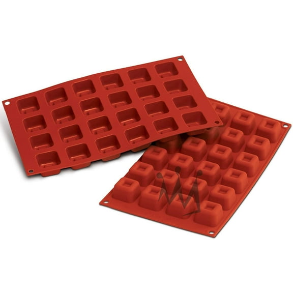 Silikomart Professional SF080 Silicone Baking Mold Square Savarin 0.54 Oz Volume, 1.37" x 1.37" x 0.84" High, 24 Cavities 1 Each